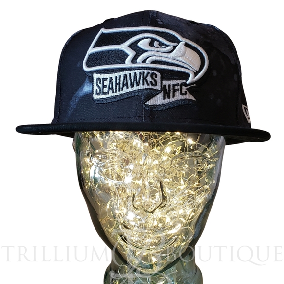 New Era Hat Cap Seattle Seahawks Sideline Ink Dye 9Fifty Black Adjustable NFL - Picture 2 of 7